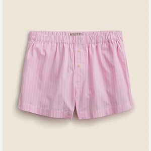 J. Crew Cotton Poplin Boxer Short in Stripe CK330 Pink White Stripe Sz S
